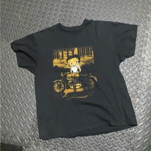 Black Tee with Gold Cartoon Graphic